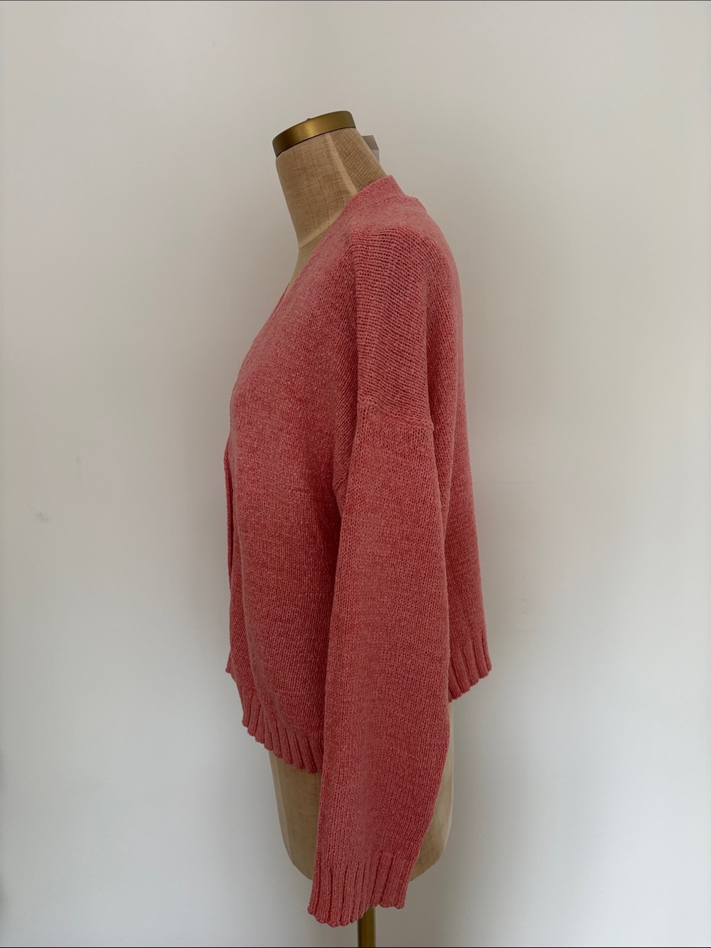 LOFT Dusty Rose Button-Front V-Neck Cardigan - Picture 2 of 5